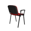 Taurus meeting room stackable chair with black frame and fixed arms - red