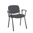Taurus meeting room stackable chair with black frame and fixed arms - Blizzard Grey