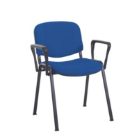 Taurus meeting room stackable chair with black frame and fixed arms - Scuba Blue