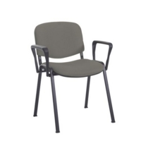 Taurus meeting room stackable chair with black frame and fixed arms - Slip Grey