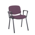 Taurus meeting room stackable chair with black frame and fixed arms - Bridgetown Purple