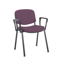 Taurus meeting room stackable chair with black frame and fixed arms - Bridgetown Purple