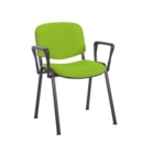 Taurus meeting room stackable chair with black frame and fixed arms - Madura Green