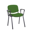 Taurus meeting room stackable chair with black frame and fixed arms - Lombok Green