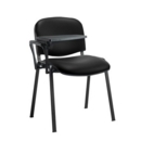 Taurus meeting room stackable chair with black frame and writing tablet - Nero Black vinyl