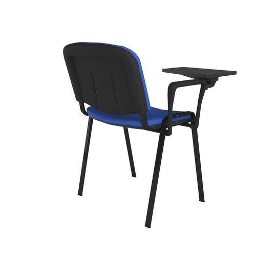 Taurus meeting room chair with black frame and writing tablet - blue