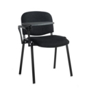 Taurus meeting room chair with black frame and writing tablet - charcoal