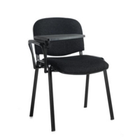 Taurus meeting room chair with black frame and writing tablet - charcoal