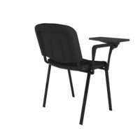 Taurus meeting room chair with black frame and writing tablet - charcoal