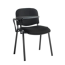 Taurus meeting room chair with black frame and writing tablet - black