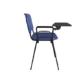 Taurus plastic meeting room chair with writing tablet - blue with black frame