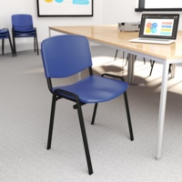 Taurus plastic meeting room chair with writing tablet - blue with black frame