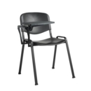 Taurus plastic meeting room chair with writing tablet - black with black frame