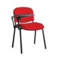 Taurus meeting room chair with black frame and writing tablet - red