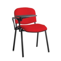 Taurus meeting room chair with black frame and writing tablet - red