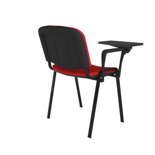 Taurus meeting room chair with black frame and writing tablet - red