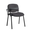 Taurus meeting room stackable chair with black frame and writing tablet - Blizzard Grey