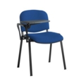 Taurus meeting room stackable chair with black frame and writing tablet - Scuba Blue