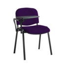 Taurus meeting room stackable chair with black frame and writing tablet - Tarot Purple