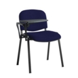 Taurus meeting room stackable chair with black frame and writing tablet - Ocean Blue