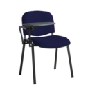 Taurus meeting room stackable chair with black frame and writing tablet - Ocean Blue