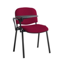 Taurus meeting room stackable chair with black frame and writing tablet - Diablo Pink