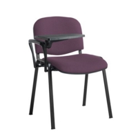 Taurus meeting room stackable chair with black frame and writing tablet - Bridgetown Purple
