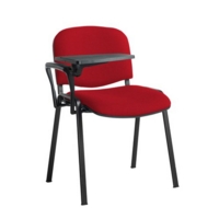Taurus meeting room stackable chair with black frame and writing tablet - Belize Red