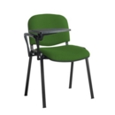 Taurus meeting room stackable chair with black frame and writing tablet - Lombok Green