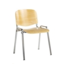 Taurus wooden meeting room stackable chair with no arms - beech with chrome frame