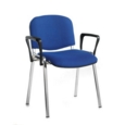 Taurus meeting room stackable chair with chrome frame and fixed arms - blue