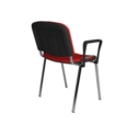 Taurus meeting room stackable chair with chrome frame and fixed arms - red