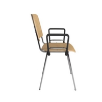 Taurus wooden meeting room stackable chair with fixed arms - beech with chrome frame