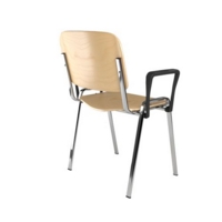 Taurus wooden meeting room stackable chair with fixed arms - beech with chrome frame