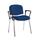 Taurus meeting room stackable chair with chrome frame and fixed arms - Curacao Blue