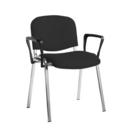 Taurus meeting room stackable chair with chrome frame and fixed arms - Havana Black