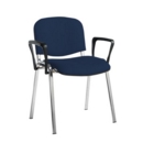 Taurus meeting room stackable chair with chrome frame and fixed arms - Costa Blue