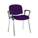 Taurus meeting room stackable chair with chrome frame and fixed arms - Tarot Purple