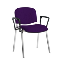 Taurus meeting room stackable chair with chrome frame and fixed arms - Tarot Purple