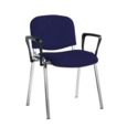 Taurus meeting room stackable chair with chrome frame and fixed arms - Ocean Blue