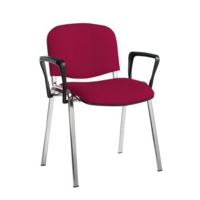 Taurus meeting room stackable chair with chrome frame and fixed arms - Diablo Pink