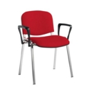 Taurus meeting room stackable chair with chrome frame and fixed arms - Belize Red