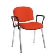 Taurus meeting room stackable chair with chrome frame and fixed arms - Tortuga Orange
