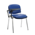 Taurus meeting room stackable chair with chrome frame and writing tablet - Ocean Blue vinyl