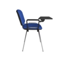 Taurus meeting room chair with chrome frame and writing tablet - blue