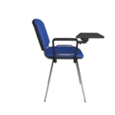 Taurus meeting room chair with chrome frame and writing tablet - blue