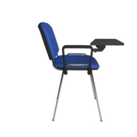 Taurus meeting room chair with chrome frame and writing tablet - blue