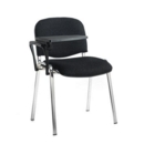 Taurus meeting room chair with chrome frame and writing tablet - charcoal