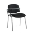 Taurus meeting room chair with chrome frame and writing tablet - black