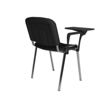 Taurus meeting room chair with chrome frame and writing tablet - black
